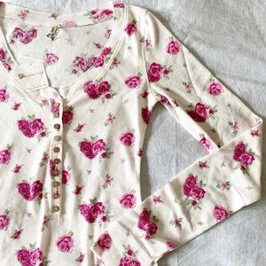Free People Floral Bodysuit in Cream and Pink